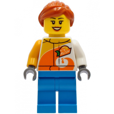 female - jacket with vita rush logo dark azure legs dark orange hair