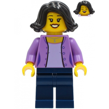 mom - medium lavender jacket dark blue legs black hair