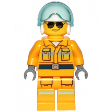 fire - reflective stripes bright light orange suit white helmet black and silver sunglasses