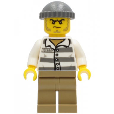 police - jail prisoner 86753 prison stripes dark tan legs dark bluish gray knit cap