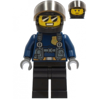 police officer - duke detain black helmet trans-brown visor