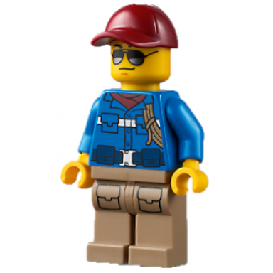 wildlife rescue ranger - male blue shirt with rescue pattern on back dark red cap dark tan legs with pockets