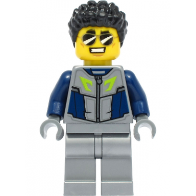 duke detain - stuntz driver dark blue and flat silver racing suit