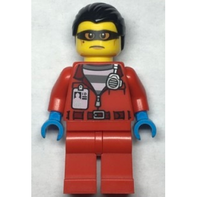 police - crook vito red jacket with prison shirt and i.d tag
