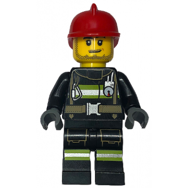 fire - reflective stripes with utility belt red fire helmet male smirk