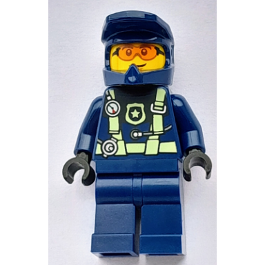 police - city officer dark blue diving suit and helmet safety glasses