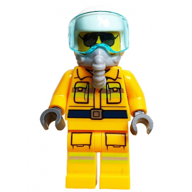 fire - reflective stripes bright light orange suit white helmet breathing apparatus sunglasses