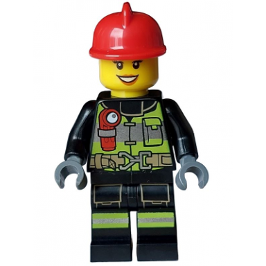 fire - female reflective stripes with utility belt and flashlight red fire helmet