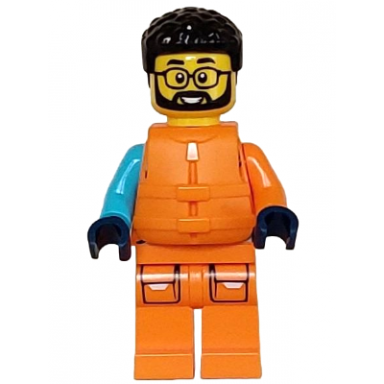arctic explorer - male shoulder bag glasses black hair orange life jacket