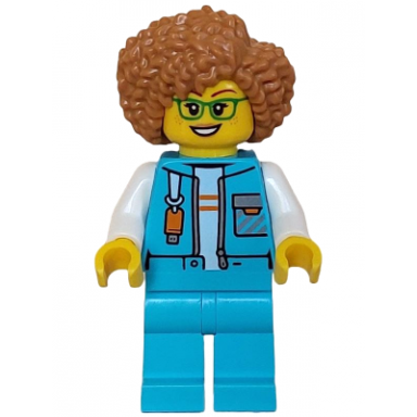 arctic explorer researcher - female medium azure jacket with flash drive medium azure legs medium nougat hair glasses