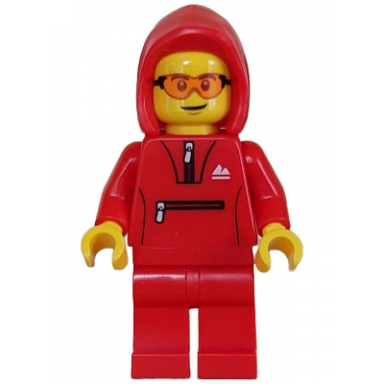 mountain bike cyclist - male red tracksuit hoodie safety glasses