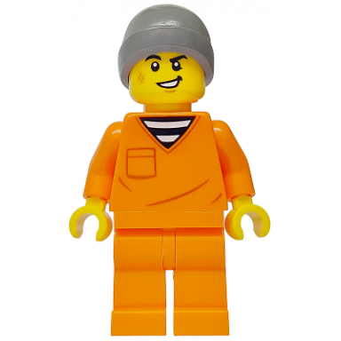 police - city jail prisoner male orange prison jumpsuit dark bluish gray beanie scruff mark