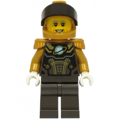 astronaut - male pearl dark gray and pearl gold spacesuit pearl gold helmet black visor pearl gold epaulettes