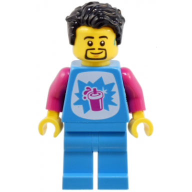 robot world slushy vendor - male dark azure shirt and legs black hair