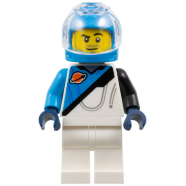 space explorer - male dark azure and white spacesuit helmet trans-clear visor stubble