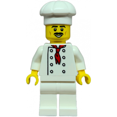 pizza slice soapbox race car driver chef - male white torso with 8 buttons no wrinkles front or back white legs white chef toque moustache