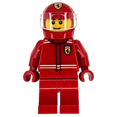 formula 1 driver ferrari - male red racing suit and helmet trans-clear visor