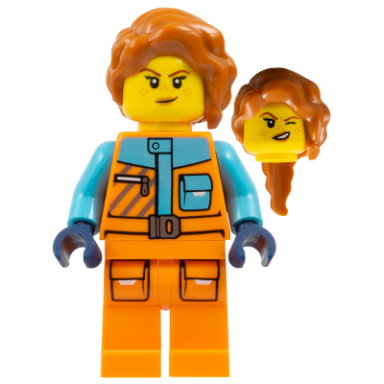 arctic photographer - female orange jacket and legs medium azure trim dark orange hair