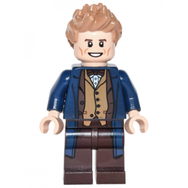 newt scamander - dark blue trench coat dark tan vest