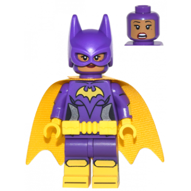 batgirl - minifigure dark purple suit yellow cape smirk surprised