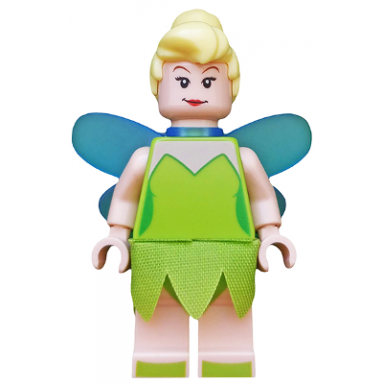 tinker bell - minifigure trans-medium blue fairy wings lime cloth skirt