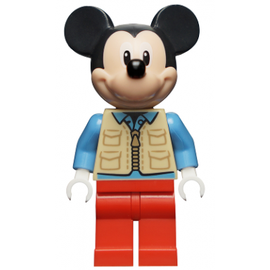 mickey mouse - tan safari vest medium blue shirt