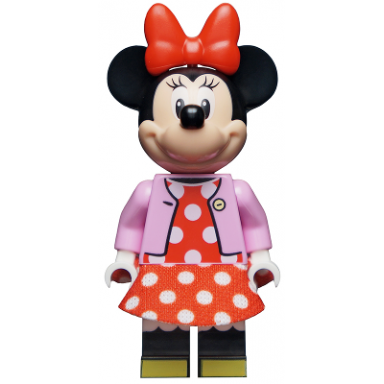 minnie mouse - bright pink jacket red polka dot dress red bow