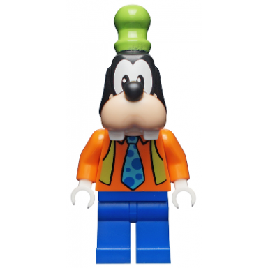 goofy - orange shirt lime vest tie with blue polka dots