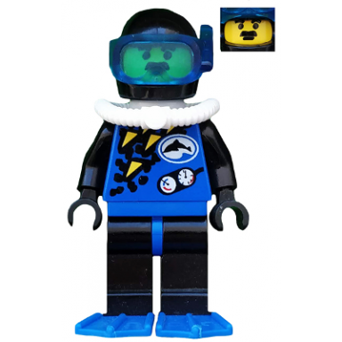 divers - blue black helmet blue flippers