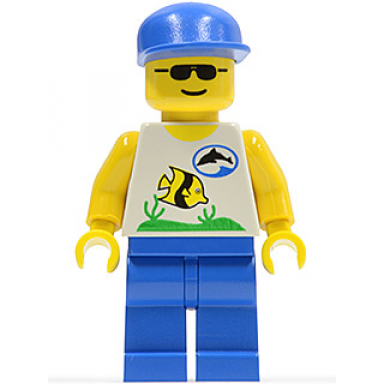 divers - boatie fish and dolphin shirt blue cap