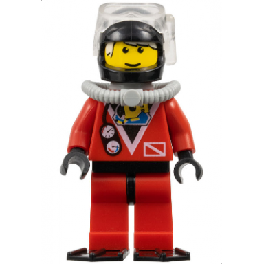 divers - red diver 2 red legs with black hips black helmet white bangs black flippers