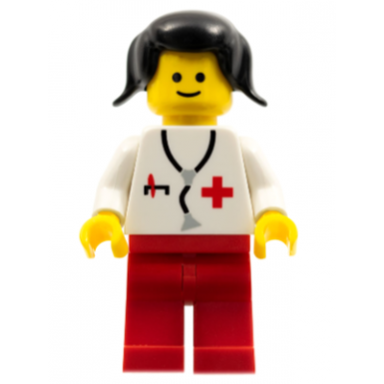 doctor - stethoscope red legs black pigtails hair vintage
