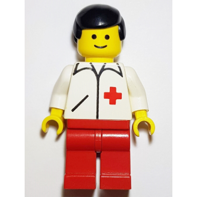 doctor - straight line red legs black male hair
