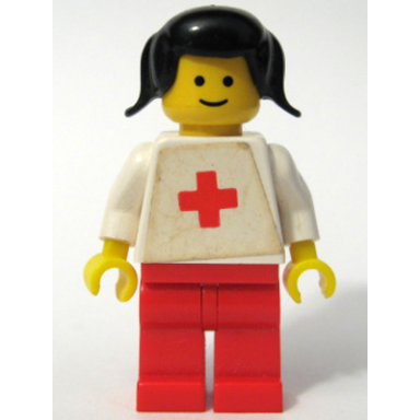 doctor - plain white with red cross torso sticker red legs black pigtails hair