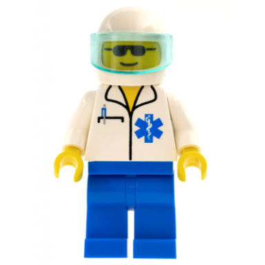 doctor - emt star of life blue legs white helmet trans-light blue visor