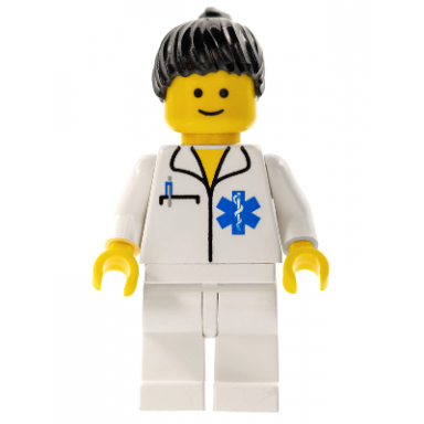 doctor - emt star of life white legs black ponytail hair