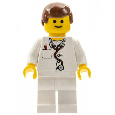 doctor - lab coat stethoscope and thermometer white legs reddish brown male hair