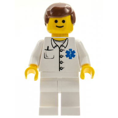 doctor - emt star of life button shirt white legs reddish brown male hair