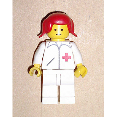 doctor - straight line white legs red pigtails hair