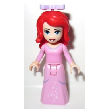 ariel human light nougat - bright pink dress with white stars lavender bow