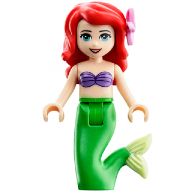 ariel mermaid light nougat - medium lavender shell bra top bright green tail medium azure eyes bright pink flower