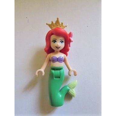 ariel mermaid light nougat - medium lavender shell bra top bright green tail medium azure eyes bright pink flower pearl gold tiara