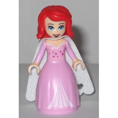 ariel human light nougat - bright pink dress with magenta stars white cape