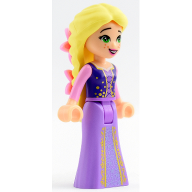 rapunzel - mini doll bright pink flowers dark purple vest open
