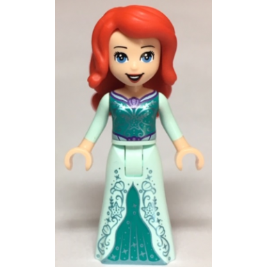 ariel human light nougat - light aqua dress with silver starfish and shells
