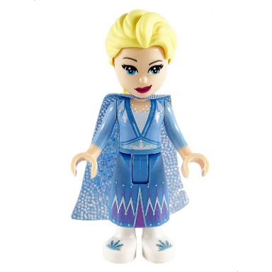elsa - glitter cape with two tails medium blue skirt with white shoes lopsided grin