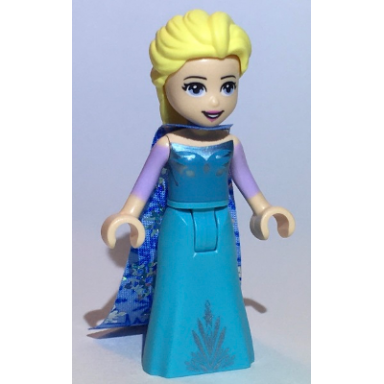elsa - medium blue long narrow cape with snowflakes lavender sleeves