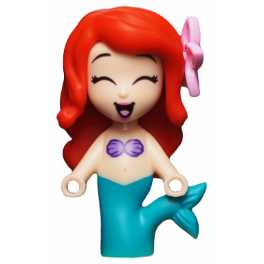 ariel mermaid light nougat - micro doll bright pink flower closed eyes