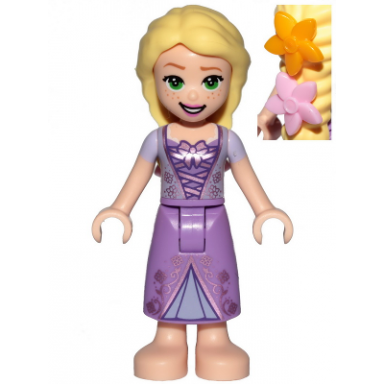 rapunzel - mini doll bright light orange and bright pink flowers