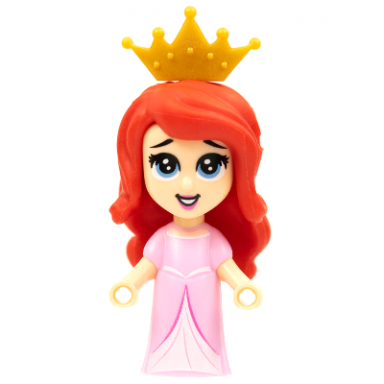 ariel human light nougat - micro doll bright pink long dress pearl gold tiara